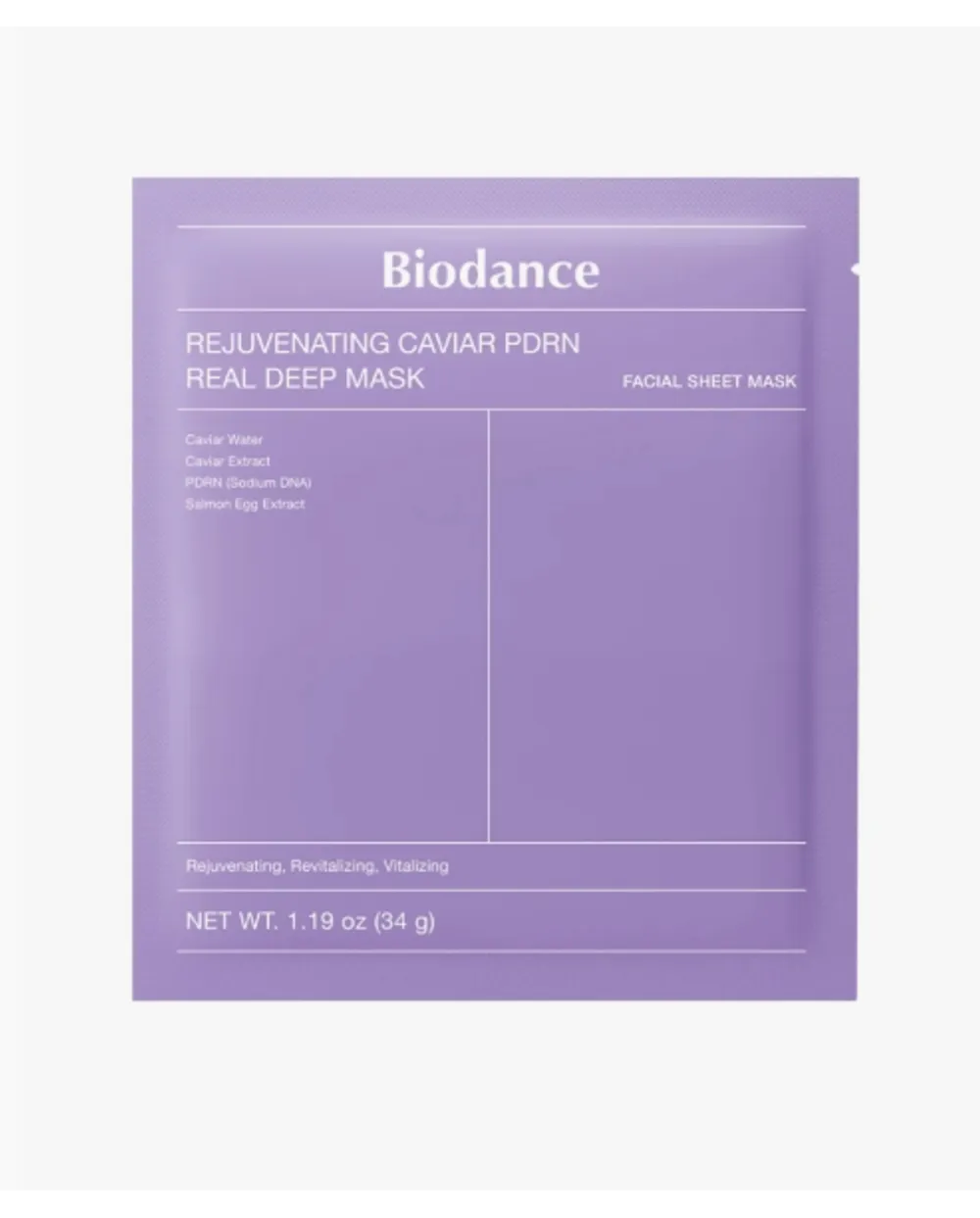 Biodance Mascarilla Facial con Polinucleótidos Rejuvenating Caviar PDRN Real Deep Mask 34G