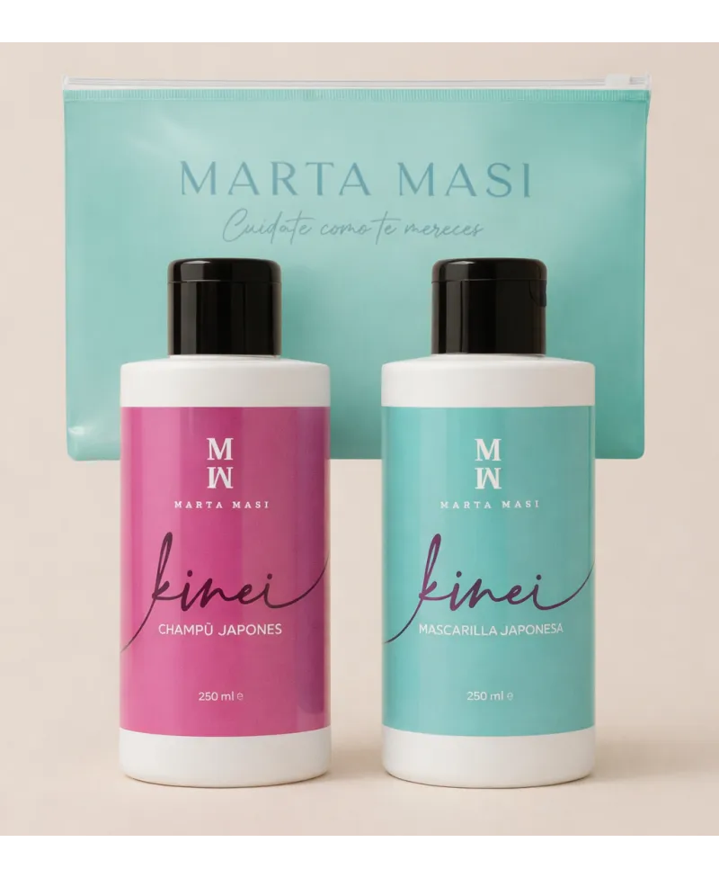 Pack Marta Masi Kinei | Champú + Mascarilla Japonesa | Rutina de Reparación y Brillo + Cepillo de Regalo