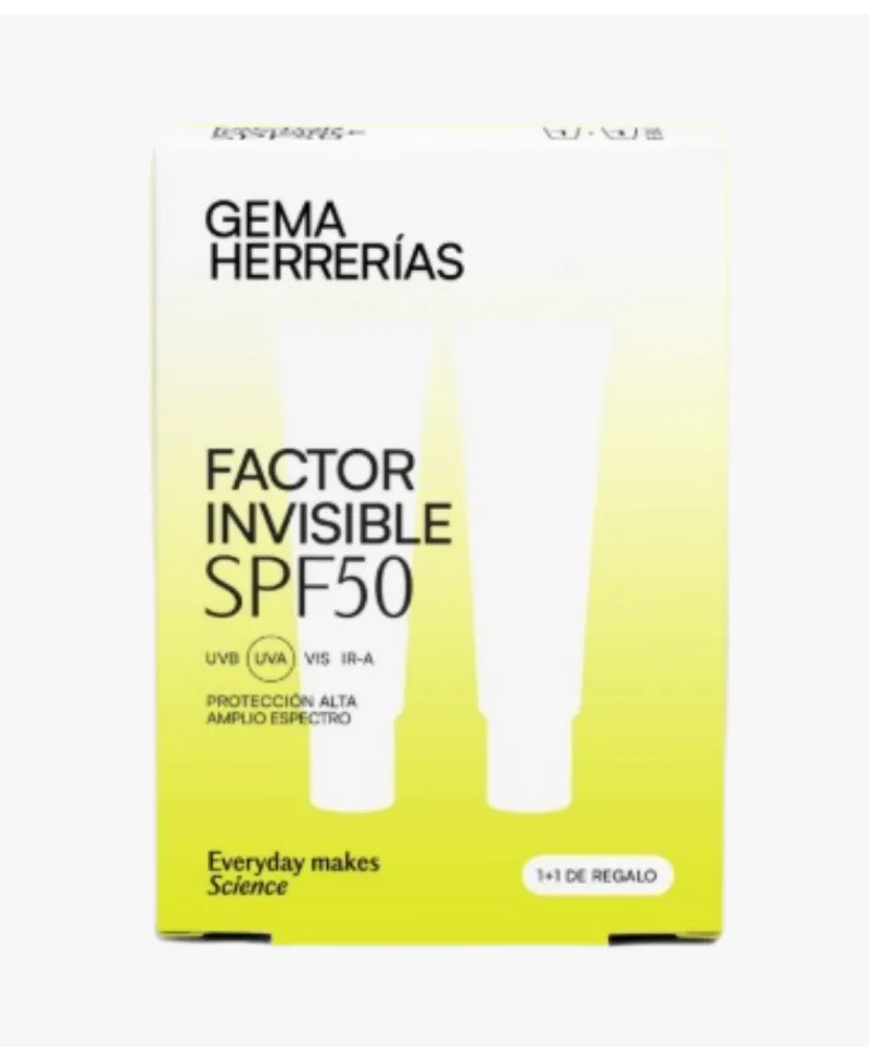 Gema Herrerías Duplo Factor Invisible SPF50 Amplio espectro [UVB UVA VIS IR-A] 45 ml + 45 ml