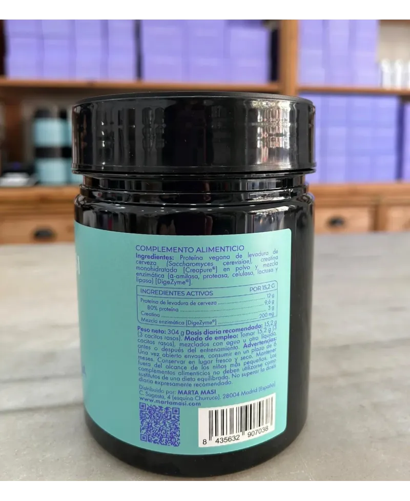Bote de 304g de Proteína vegetal y Creatina con DigeZyme de Marta Masi