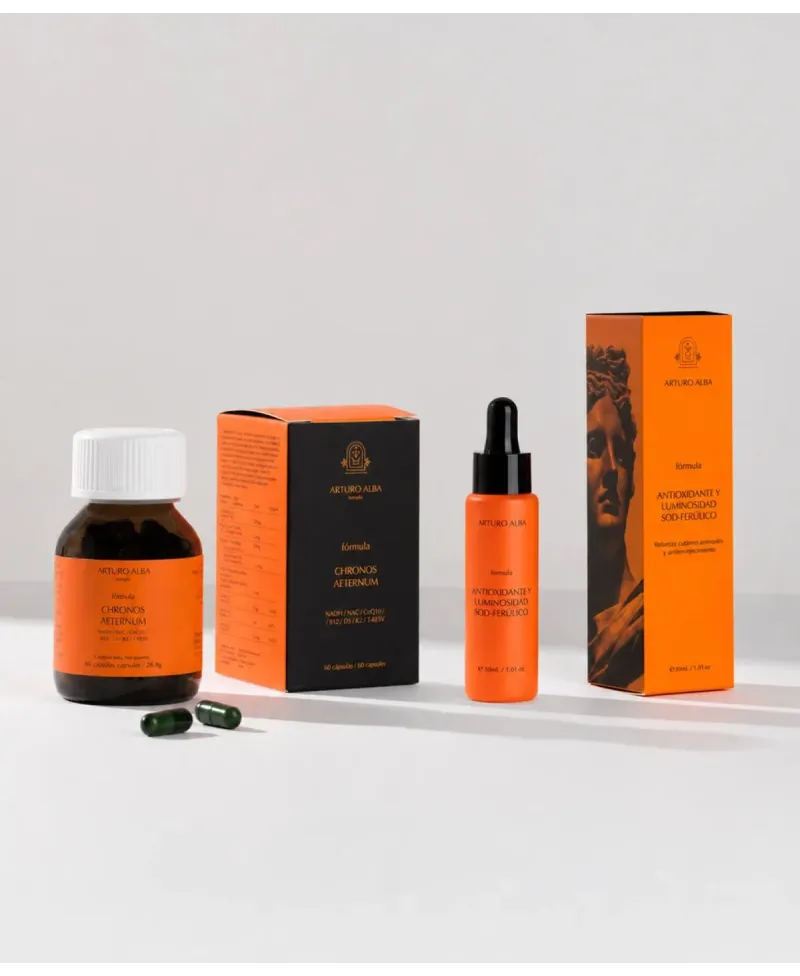 Arturo Alba Chronos Aeternum 60 cápsulas + Arturo Alba Antioxidante y Luminosidad SOD Ferúlico 30 ml