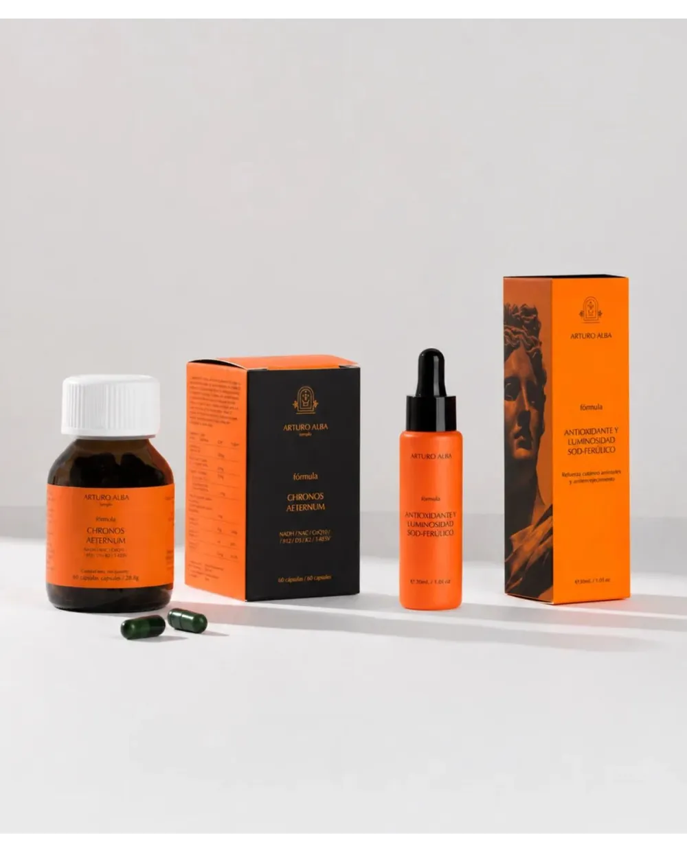 Arturo Alba Chronos Aeternum 60 cápsulas + Arturo Alba Antioxidante y Luminosidad SOD Ferúlico 30 ml
